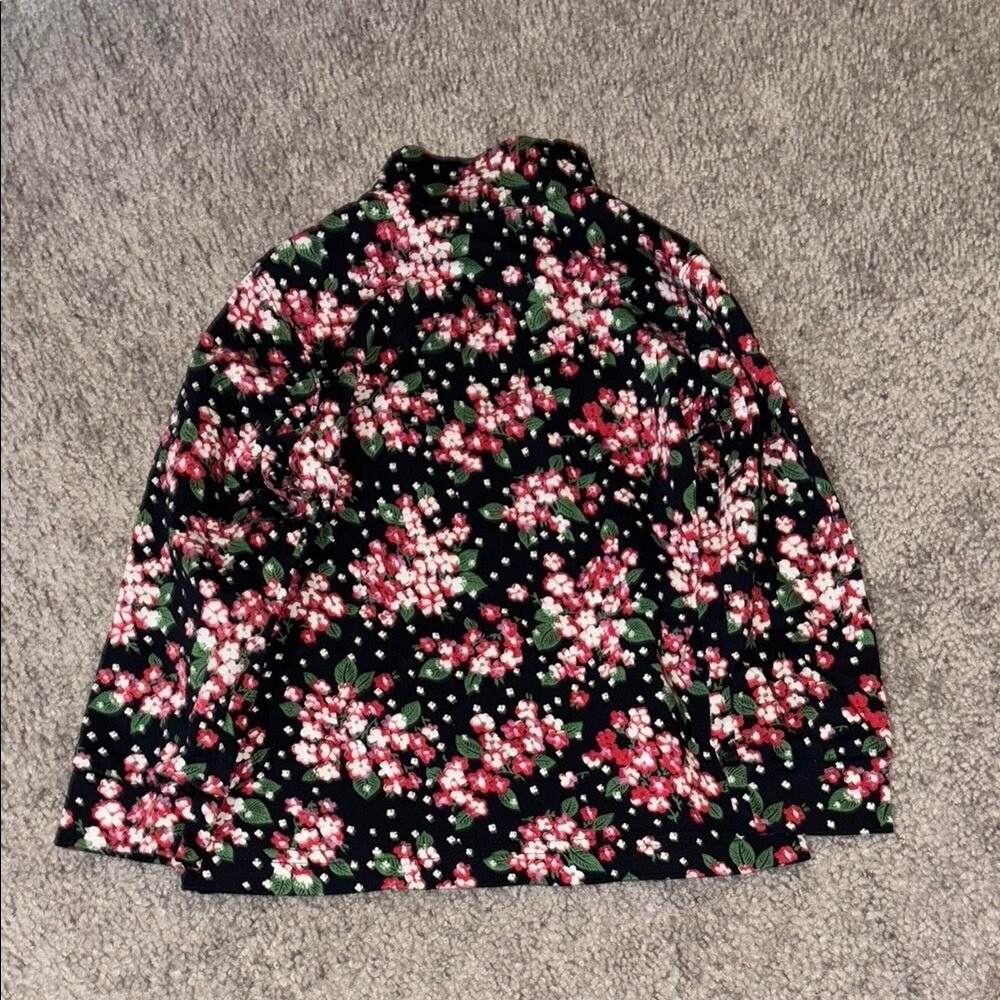 Hanna Andersson Kids Floral Mock Neck Long Sleeve Top Size 90 Cotton Made in USA - Picture 4 of 4